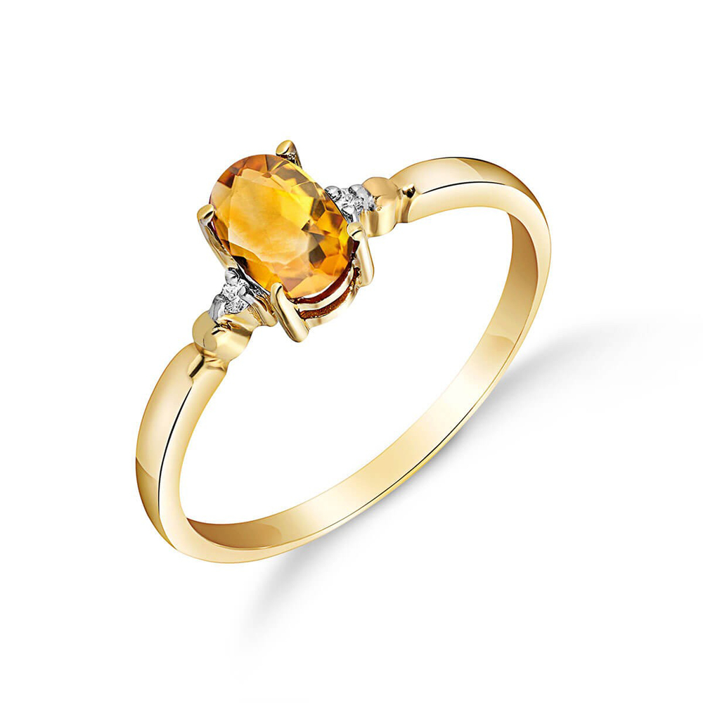 14K. SOLID GOLD RING WITH NATURAL DIAMONDS & CITRINE (Yellow Gold)